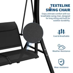 3-Seat Outdoor Porch Swing Chair, Patio Hanging Swing With Adjustable Canopy And Armrests 14 3-Seat Outdoor Porch Swing Chair, Patio Hanging Swing With Adjustable Canopy And Armrests -Living Aura Store GUEST 4b34f99d a3d0 473f a9aa 6dcac05a53fb