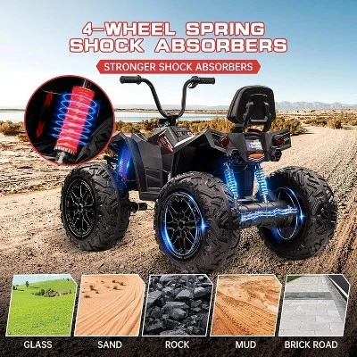 24V Kids ATV With 2 Seater, 4x200W Powerful Engine, Dual 7AH Batteries, Accelerator Handle, EVA Tires, LED Lights & Music 5 24V Kids ATV With 2 Seater, 4x200W Powerful Engine, Dual 7AH Batteries, Accelerator Handle, EVA Tires, LED Lights & Music - Image 5