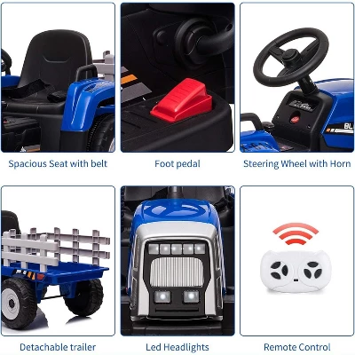 12V 25W Kids Powered Electric Tractor, Toddler Ride On Car W/Remote Control, LED Headlights, Gear Shift, MP3 Player USB Port For Kids 3-6 Years 3 12V 25W Kids Powered Electric Tractor, Toddler Ride On Car W/Remote Control, LED Headlights, Gear Shift, MP3 Player USB Port For Kids 3-6 Years - Image 3