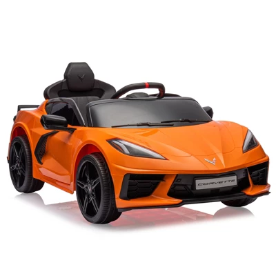 12V Kids Ride On Car, Sports Licensed Corvette Electric Car Toy For Toddles, With Remote Control, Visual Dashboard, LED Lights, Music, For Kids 3-10 9 12V Kids Ride On Car, Sports Licensed Corvette Electric Car Toy For Toddles, With Remote Control, Visual Dashboard, LED Lights, Music, For Kids 3-10 - Image 9