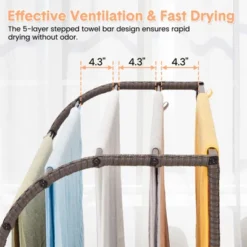 Outdoor Pool Towel Rack With Rattan Base, Freestanding Clothing Rack With Lockable Swivel Wheels, Storage Organizer For Floats, Pool, Swimming -Living Aura Store GUEST 4d75d57a c63b 468a 94d5 6308d90c7f77