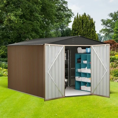 Outdoor Metal Storage Shed, Large Weatherproof Garden Shed For Tools,with Lockable Doors And Sloping Roof,for Lawn Equipment, Patio & Backyard 2 Outdoor Metal Storage Shed, Large Weatherproof Garden Shed For Tools,with Lockable Doors And Sloping Roof,for Lawn Equipment, Patio & Backyard - Image 2