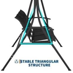 3-Seat Outdoor Porch Swing Chair, Patio Hanging Swing With Adjustable Canopy And Armrests 13 3-Seat Outdoor Porch Swing Chair, Patio Hanging Swing With Adjustable Canopy And Armrests -Living Aura Store GUEST 4ead8ed3 777e 4dcd a6b5 8c697f61c294