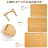 Bamboo Wood Cutting Boards Set Of 3 With Holder, Kitchen Chopping Boards With Inner Handle
