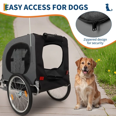 Dog Bike Trailer - 88LBS Dog Cart For Bicycle, Pet Carrier For Small / Medium Pets, Easy Folding Frame, Quick Release Wheel, Washable Non-Slip Lining 4 Dog Bike Trailer - 88LBS Dog Cart For Bicycle, Pet Carrier For Small / Medium Pets, Easy Folding Frame, Quick Release Wheel, Washable Non-Slip Lining - Image 4