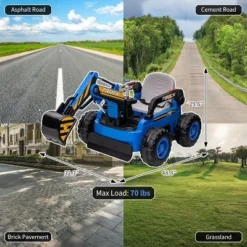 12V Kids Ride On Excavator Digger Car With Remote Control & Electric Digging Arm With 10Ah Large Battery, 4x75W Driving Motors 13 12V Kids Ride On Excavator Digger Car With Remote Control & Electric Digging Arm With 10Ah Large Battery, 4x75W Driving Motors -Living Aura Store GUEST 4f67a004 2705 41c7 a4e5 058038d675be