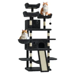 68.5" Multi-Level Cat Tree For Indoor, Heavy Duty Adult Cat Tower With 2 Condos, Plush Perches, Sisal Scratching Posts,Hammocks,Basket,Dangling Balls 13 68.5" Multi-Level Cat Tree For Indoor, Heavy Duty Adult Cat Tower With 2 Condos, Plush Perches, Sisal Scratching Posts,Hammocks,Basket,Dangling Balls -Living Aura Store GUEST 4fc4a235 becb 44b5 af9e afffa3055786