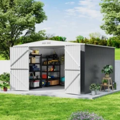 Outdoor Storage Shed,Metal Tool Shed With Lockable Doors ,Weatherproof Shed For Patio, Garden & Lawn, Large Utility Shed For Tools -Living Aura Store GUEST 505cd9e4 0630 4e21 882d 835bf29e0c9a