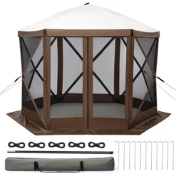 Gazebo Screen Tent With Mosquito Netting, 6 Sided Pop Up Canopy Shelter, With Carrying Bag, Ground Stakes, For Outdoor Camping, Lawn, Backyard 14 Gazebo Screen Tent With Mosquito Netting, 6 Sided Pop Up Canopy Shelter, With Carrying Bag, Ground Stakes, For Outdoor Camping, Lawn, Backyard -Living Aura Store GUEST 50ab1e03 44f3 48a2 8fed 4f8801728848