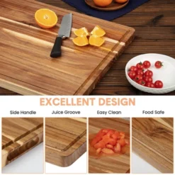 Large Acacia Wood Cutting Board, Reversible Charcuterie Board Cheese Board With Deep Groove -Living Aura Store GUEST 50d84ee2 ce2d 4098 8d5e 7e22beb6d2ae