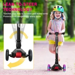 3-Wheel Kids Kick Scooter，Adjustable Height And Lean-to-Steer, Lightweight And Durable, Portable Kids Push Scooter For Ages 3-12, Black -Living Aura Store GUEST 50f2e6ea 53de 4fd7 b769 873b4613ab06