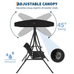 3-Seat Outdoor Porch Swing Chair, Patio Hanging Swing With Adjustable Canopy And Armrests 12 3-Seat Outdoor Porch Swing Chair, Patio Hanging Swing With Adjustable Canopy And Armrests -Living Aura Store GUEST 510af953 d351 4d1c a6c7 780160bef3dc