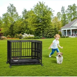 Heavy Duty Indestructible Dog Crate Steel Escape Proof, Indoor Dog House High Anxiety Cage, Kennel With Wheels, Removable Tray 16 Heavy Duty Indestructible Dog Crate Steel Escape Proof, Indoor Dog House High Anxiety Cage, Kennel With Wheels, Removable Tray -Living Aura Store GUEST 515bc035 ea06 4506 a922 1e90cafa5a5b