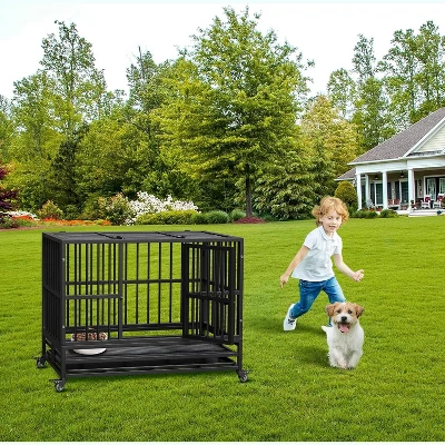 Heavy Duty Indestructible Dog Crate Steel Escape Proof, Indoor Dog House High Anxiety Cage, Kennel With Wheels, Removable Tray 6 Heavy Duty Indestructible Dog Crate Steel Escape Proof, Indoor Dog House High Anxiety Cage, Kennel With Wheels, Removable Tray - Image 6