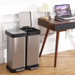 16 Gallon Kitchen Trash Can, Dual Compartment For Recycling And Trash, Without Inner Bucket 13 16 Gallon Kitchen Trash Can, Dual Compartment For Recycling And Trash, Without Inner Bucket -Living Aura Store GUEST 51c675fb 1cdb 49a4 9903 795995d25ba6