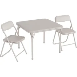 3-Piece Folding Upholstered Table And Chair, Square Card Table And Chair Set With Pu Soft Cushion, Metal Frame Children's Activity Table And Chairs -Living Aura Store GUEST 51dffe12 22cd 40b5 9a73 8bff92b70097