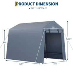Outdoor Storage Shed 7x12 FT Carport With Roll-Up Zipper Door & Window, Waterproof & UV Resistant Portable Garage For Motorcycle, Bike, And Tools 14 Outdoor Storage Shed 7x12 FT Carport With Roll-Up Zipper Door & Window, Waterproof & UV Resistant Portable Garage For Motorcycle, Bike, And Tools -Living Aura Store GUEST 52330056 a107 457f 9755 34b4bd48a4d4