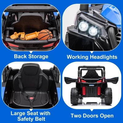 12V Kids Ride On Truck With Parent Remote Control, Electric Car With Spring Suspension, Led Lights, Wireless Connection 2 12V Kids Ride On Truck With Parent Remote Control, Electric Car With Spring Suspension, Led Lights, Wireless Connection - Image 2