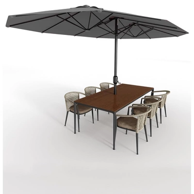 13 Ft Extra Large Double-Sided Patio Umbrella, Outdoor Umbrella With Water-Resistant Polyester Canopy, Crank Handle And 12 Strong Steel Ribs 8 13 Ft Extra Large Double-Sided Patio Umbrella, Outdoor Umbrella With Water-Resistant Polyester Canopy, Crank Handle And 12 Strong Steel Ribs - Image 8