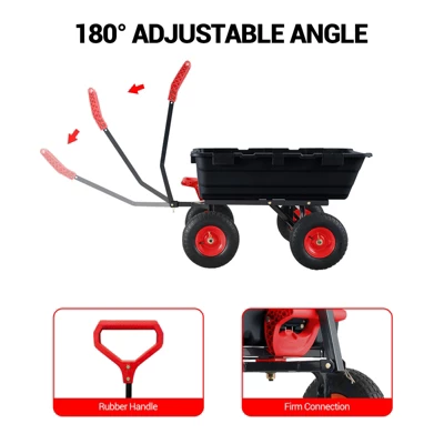800 Lb Capacity Outdoor Wheelbarrow,Heavy Duty Utility Dump Wagon Garden Wagon With 10 Inch Wheels,180° Rotating Handle For Yard 4 800 Lb Capacity Outdoor Wheelbarrow,Heavy Duty Utility Dump Wagon Garden Wagon With 10 Inch Wheels,180° Rotating Handle For Yard - Image 4