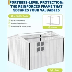 6x8 Ft Metal Outdoor Storage Shed With Window, Lockable Tool Storage Sheds, Oversized Steel Garden Sheds With Sloped Roof For Backyard, Patio, Garage 12 6x8 Ft Metal Outdoor Storage Shed With Window, Lockable Tool Storage Sheds, Oversized Steel Garden Sheds With Sloped Roof For Backyard, Patio, Garage -Living Aura Store GUEST 5860b135 558c 464f 9066 b38c70e7f77b