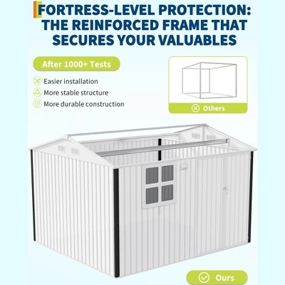 6x8 Ft Metal Outdoor Storage Shed With Window, Lockable Tool Storage Sheds, Oversized Steel Garden Sheds With Sloped Roof For Backyard, Patio, Garage 4 6x8 Ft Metal Outdoor Storage Shed With Window, Lockable Tool Storage Sheds, Oversized Steel Garden Sheds With Sloped Roof For Backyard, Patio, Garage - Image 4