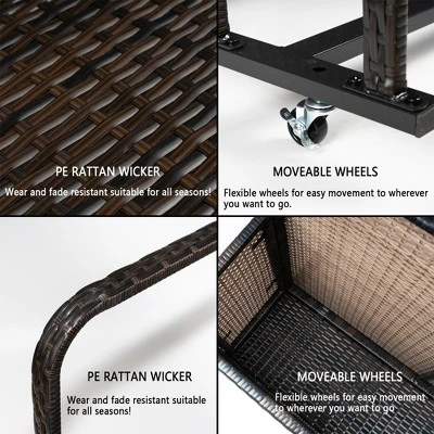 Outdoor PE Rattan Poolside Float Storage Box With Rolling Wheels, Weather-Resistant Patio & Beach Organizer For Pool Accessories 3 Outdoor PE Rattan Poolside Float Storage Box With Rolling Wheels, Weather-Resistant Patio & Beach Organizer For Pool Accessories - Image 3