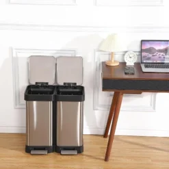 13 Gallon Step-Open Dual Trash And Recycling Bin With Soft-Close Lid, Minimalistic For Home, Kitchen, Laundry Room, Office, Without Inner Bucket -Living Aura Store GUEST 58d10a06 d058 4f5e a783 cff82bf801be