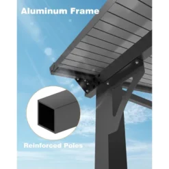 12x20 FT Lean To Gazebo, Hardtop Wall Mounted With Polycarbonate Roof, Heavy Duty Aluminum Frame Patio Awnings For Deck, Porch, Backyard, Garden