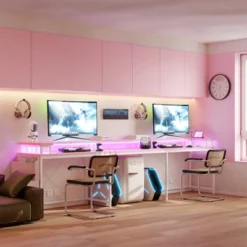 U Shaped Gaming Desk, Reversible Shaped Large Computer Desk With Monitor Stand, Large Corner Office Desk Storage Bag And Hooks, Pink 11 U Shaped Gaming Desk, Reversible Shaped Large Computer Desk With Monitor Stand, Large Corner Office Desk Storage Bag And Hooks, Pink -Living Aura Store GUEST 5a72537e 9bc0 4d41 8aff 894124fae8eb