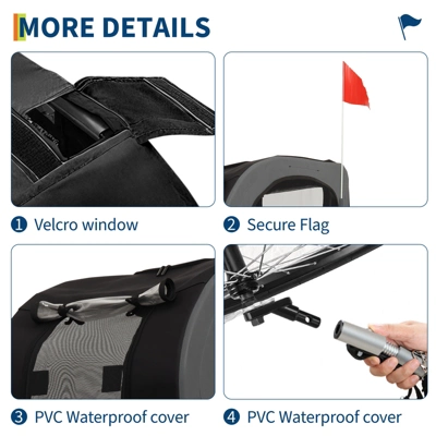 Dog Bike Trailer - 88LBS Dog Cart For Bicycle, Pet Carrier For Small / Medium Pets, Easy Folding Frame, Quick Release Wheel, Washable Non-Slip Lining 2 Dog Bike Trailer - 88LBS Dog Cart For Bicycle, Pet Carrier For Small / Medium Pets, Easy Folding Frame, Quick Release Wheel, Washable Non-Slip Lining - Image 2