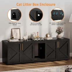 Cat Litter Box Enclosure For 2 Cats, Wooden Litter Box Cabinet, Large Enclosed Cat Box Furniture With Storage Shelf, Soft Cushion 11 Cat Litter Box Enclosure For 2 Cats, Wooden Litter Box Cabinet, Large Enclosed Cat Box Furniture With Storage Shelf, Soft Cushion -Living Aura Store GUEST 5b129daf 04e3 4b12 97d5 236da5614b17