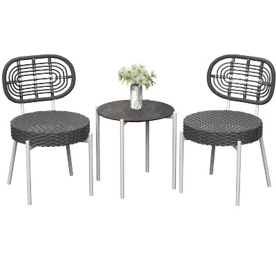 3 Pieces Patio Set Outdoor Wicker Bistro Set All-Weather Rattan Deck Conversation Set Of 3 With Table & Cushions For Deck Patio Balcony Backyard 10 3 Pieces Patio Set Outdoor Wicker Bistro Set All-Weather Rattan Deck Conversation Set Of 3 With Table & Cushions For Deck Patio Balcony Backyard - Image 10