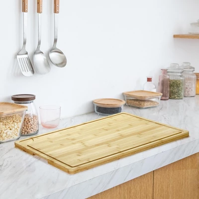Bamboo Cutting Board 24x18x0.8 Inch Square Bamboo Chopping Board Durable Eco-Friendly Natural 5 Bamboo Cutting Board 24x18x0.8 Inch Square Bamboo Chopping Board Durable Eco-Friendly Natural - Image 5