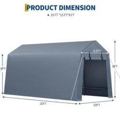 10x15FT Outdoor Storage Shed, Portable Carport With Roll-up Zipper Door And Windows, Heavy Duty Motorcycle Shed Garage Tent For Bike Firewood Tools 10 10x15FT Outdoor Storage Shed, Portable Carport With Roll-up Zipper Door And Windows, Heavy Duty Motorcycle Shed Garage Tent For Bike Firewood Tools -Living Aura Store GUEST 5c97fe6c ee3e 4eef b01e 4f57a630b833