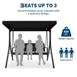 3-Seat Outdoor Porch Swing Chair, Patio Hanging Swing With Adjustable Canopy And Armrests 10 3-Seat Outdoor Porch Swing Chair, Patio Hanging Swing With Adjustable Canopy And Armrests -Living Aura Store GUEST 5cac45fb ccfd 4329 8735 8dad31bca6f9