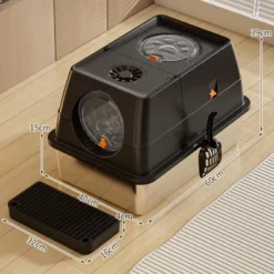 Stainless Steel Cat Litter Box, Detachable Box With Lid,Metal Enclosed Cat Litter Tray,Extra Large Litter Tray With Litter Scoop&Sand Filter Pedal 13 Stainless Steel Cat Litter Box, Detachable Box With Lid,Metal Enclosed Cat Litter Tray,Extra Large Litter Tray With Litter Scoop&Sand Filter Pedal -Living Aura Store GUEST 5cecc1bc 8a0a 4b9d 8ef7 779b92e94cb0