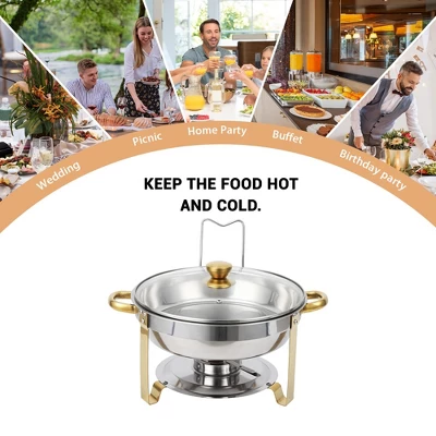 Chafing Dish Buffet , Buffet Servers And Warmers Set Of 2,Stainless Steel Buffet Chafers And Warmer Sets ,for Buffet With Lid Holder & Glass Lid 5 Chafing Dish Buffet , Buffet Servers And Warmers Set Of 2,Stainless Steel Buffet Chafers And Warmer Sets ,for Buffet With Lid Holder & Glass Lid - Image 5