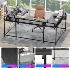 U Shaped Computer Gaming Desk With Power Outlets & LED Lights, Monitor Stand, Large Corner Desk 17 U Shaped Computer Gaming Desk With Power Outlets & LED Lights, Monitor Stand, Large Corner Desk -Living Aura Store GUEST 5d6e49f0 f4cd 4d39 930d 9b2307cf8c68