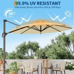 10FT Cantilever Umbrella Outdoor Patio Umbrella With Base And 360-Degree Rotation, Windproof 15 10FT Cantilever Umbrella Outdoor Patio Umbrella With Base And 360-Degree Rotation, Windproof -Living Aura Store GUEST 5f0da36d 4388 480f a6f5 2b635759309e