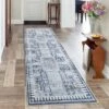 Washable Vintage Living Room Rugs,Floral Print Retro Accent Bedroom Carpet, Large Non Slip Area Rug For Kitchen Dining Room