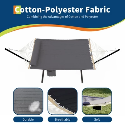 Ultra-Comfort 2-Person Hammock Set With Foldable Steel Frame - Heavy-Duty Outdoor Lounger, 450lb Capacity, Carry Bag, Garden, Camping & Patio 5 Ultra-Comfort 2-Person Hammock Set With Foldable Steel Frame - Heavy-Duty Outdoor Lounger, 450lb Capacity, Carry Bag, Garden, Camping & Patio - Image 5