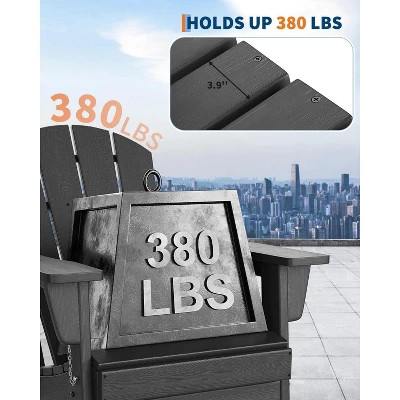 Folding Adirondack Chair Set Of 4, HDPE Plastic Weather Resistant Oversized Outdoor Chair For Patio, Lawn, Garden, Backyard, Deck, 380 Lb Support 1 Folding Adirondack Chair Set Of 4, HDPE Plastic Weather Resistant Oversized Outdoor Chair For Patio, Lawn, Garden, Backyard, Deck, 380 Lb Support