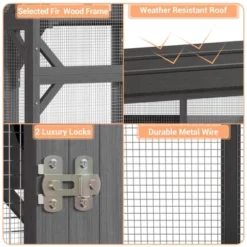 70'' Large Walk-in Catio Outdoor Cat Enclosure With Window, 4 Jumping Platforms & 2 Resting Box 13 70'' Large Walk-in Catio Outdoor Cat Enclosure With Window, 4 Jumping Platforms & 2 Resting Box -Living Aura Store GUEST 6124ef6c 99ba 496c b072 422ed7f2a698