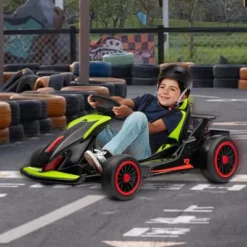 24V Kids Go Kart, Powerful Drift Kart With Dual 150W Motors, High Speed Electric Outdoor Ride On Toy, Battery Powered Ride On Racing Car With Music -Living Aura Store GUEST 61400f26 0d0a 49d4 9411 b4cf17478642