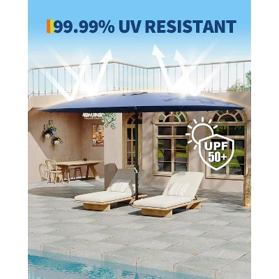 13 Ft Extra Large Double-Sided Patio Umbrella, Outdoor Umbrella With Water-Resistant Polyester Canopy, Crank Handle And 12 Strong Steel Ribs 9 13 Ft Extra Large Double-Sided Patio Umbrella, Outdoor Umbrella With Water-Resistant Polyester Canopy, Crank Handle And 12 Strong Steel Ribs - Image 9