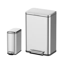 13 Gal & 2.1 Gal Trash Can Combo Set, Stainless Steel Garbage Can With Foot Pedal Quiet-Close Lid -Living Aura Store GUEST 634c1a90 315b 4676 8267 dfa753990a30