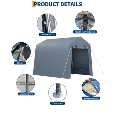 Outdoor Storage Shed 7x10 FT Carport With Roll-Up Zipper Door & Window, Waterproof & UV Resistant Portable Garage For Motorcycle, Bike, And Tools 2 Outdoor Storage Shed 7x10 FT Carport With Roll-Up Zipper Door & Window, Waterproof & UV Resistant Portable Garage For Motorcycle, Bike, And Tools - Image 2