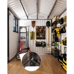 6x8 Ft Metal Outdoor Storage Shed With Window, Lockable Tool Storage Sheds, Oversized Steel Garden Sheds With Sloped Roof For Backyard, Patio, Garage 15 6x8 Ft Metal Outdoor Storage Shed With Window, Lockable Tool Storage Sheds, Oversized Steel Garden Sheds With Sloped Roof For Backyard, Patio, Garage -Living Aura Store GUEST 674cd5c5 b403 4cf5 a74b 901e622bfcaf