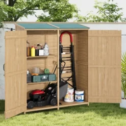 Wooden Outdoor Storage Cabinet , Garden Tool Shed With Removable Shelves And Waterproof Roof, Lockable Doors, Large Patio Storage 11 Wooden Outdoor Storage Cabinet , Garden Tool Shed With Removable Shelves And Waterproof Roof, Lockable Doors, Large Patio Storage -Living Aura Store GUEST 67b24712 e41b 47ed 99ee fac571a3d50c